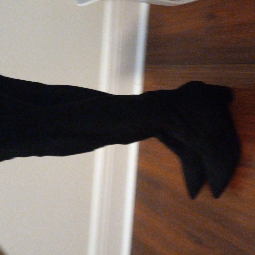 Black faux suede over the knee boots - Picture 6 of 7